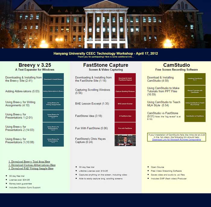 HYU CEEC Workshop from April 2012
